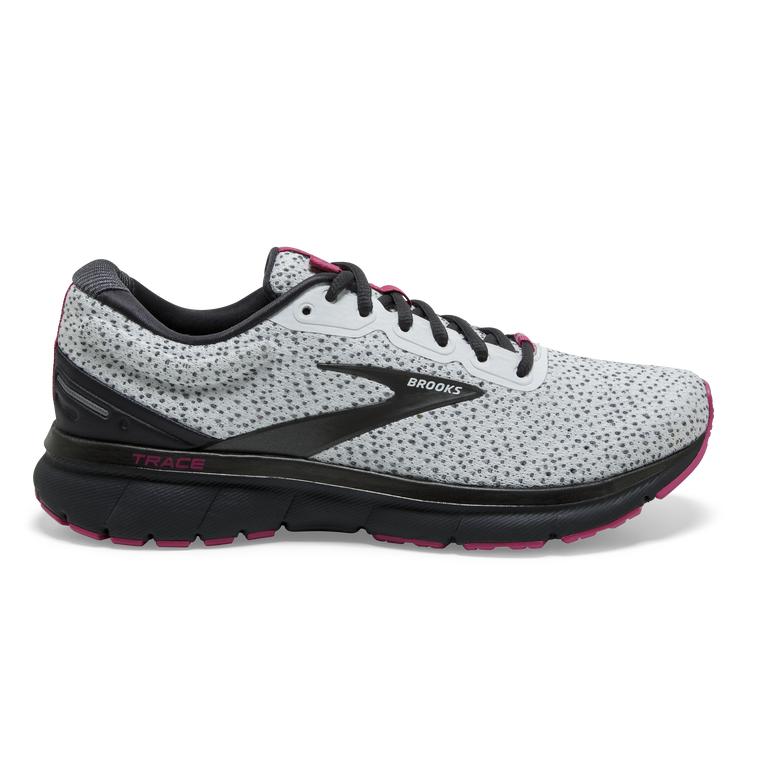 Brooks Trace Adaptive Road Running Shoes - Women's - Ebony Grey/White/Pink (36705-OLIT)